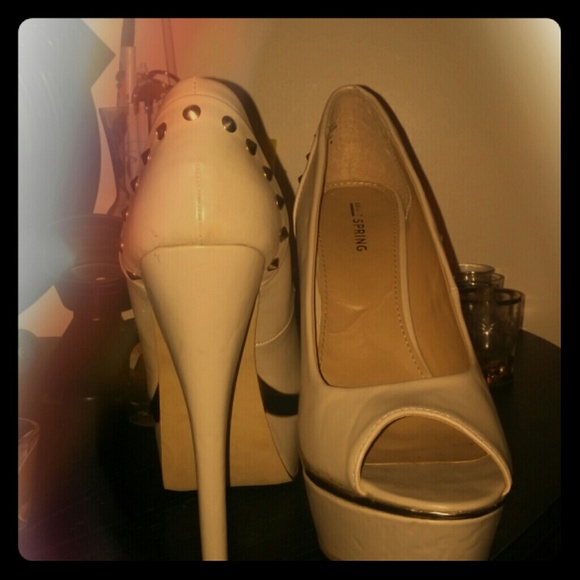 Nude Pumps with Gold Accents Price Reduced
