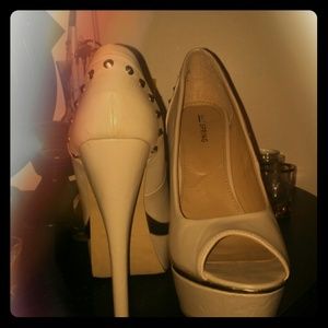 Nude Pumps with Gold Accents Price Reduced