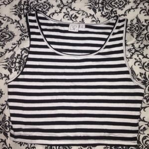 BP black and white striped crop top