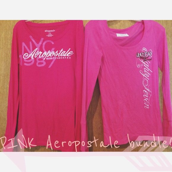 💖PINK🎀 Aeropostale Long Sleeved Tee BUNDLE! - Picture 1 of 3