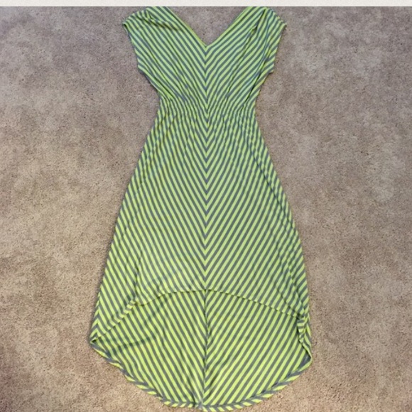 NWOT Lime Green & Grey Hi Low Dress