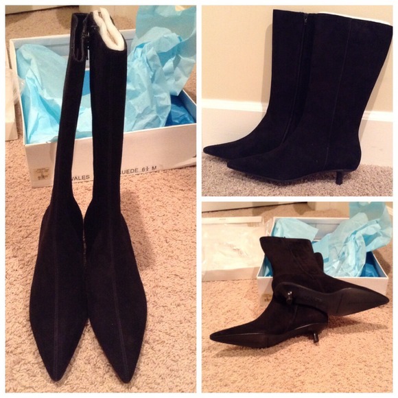 🎉HP🎉Black suede mid calf boots BNIB