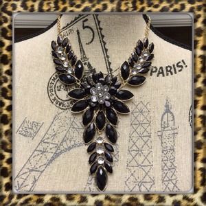 Beautiful Black & Rhinestone Necklace Set
