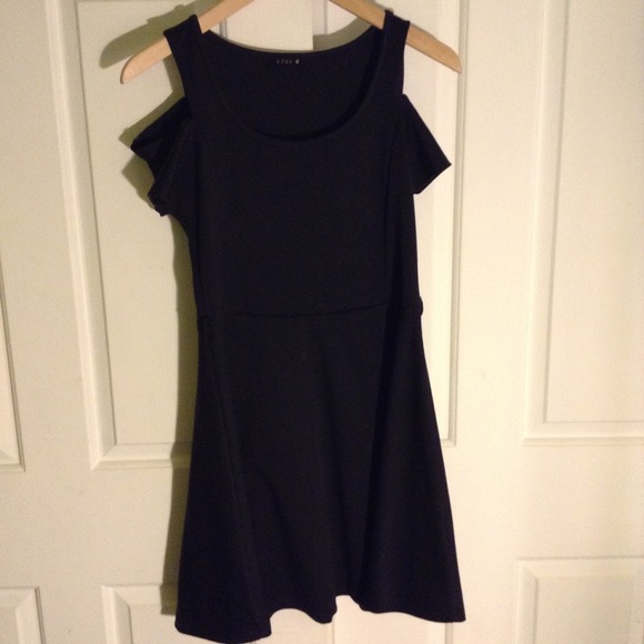 Cut-Off Shoulder A-Line Little Black Dress