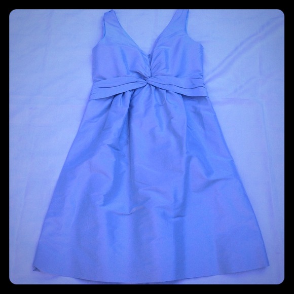 Silk Party Dress Blue Gray Silver