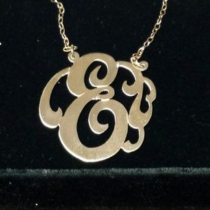 Sterling Silver Single Initial Necklace "Letter E"