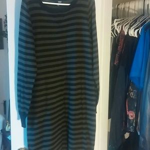 Military green and black stripped dress
