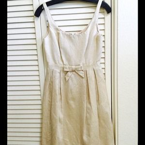 Reduced! Carmen Marc Valvo beige gold bow dress