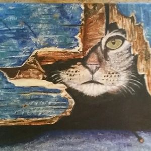 Peek-a- boo Cat Painting