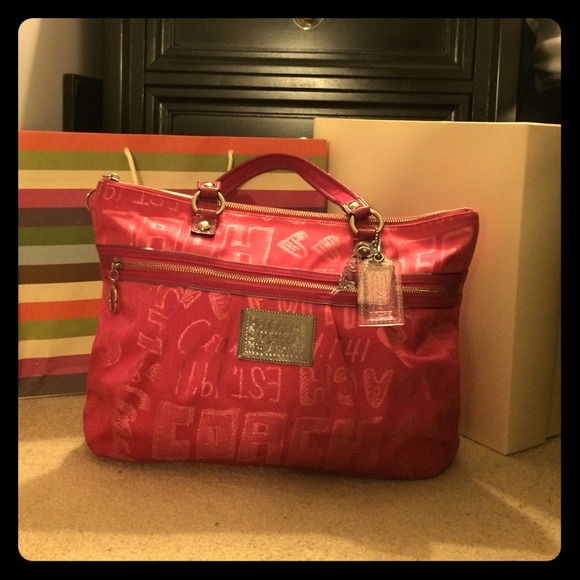 Authentic Magenta Coach "Poppy" Tote