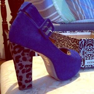 Royal blue and leopard heels