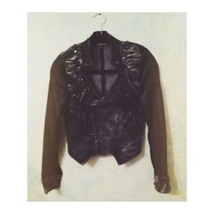 Spiked Acid Wash Denim Jacket