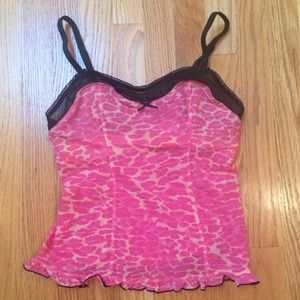 Betsey Johnson Pink Leopard Lace Camisole