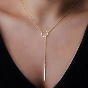 Simple Adjustable Circle Rope Chain Gold Necklace