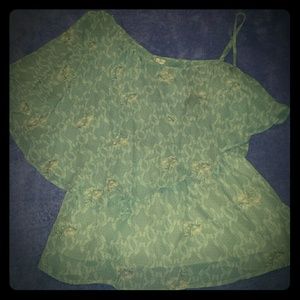 One shoulder sleeve, grey dressy shirt