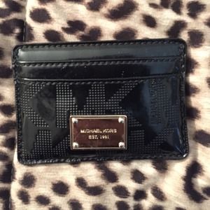 Michael Kors card wallet black mirror metallic