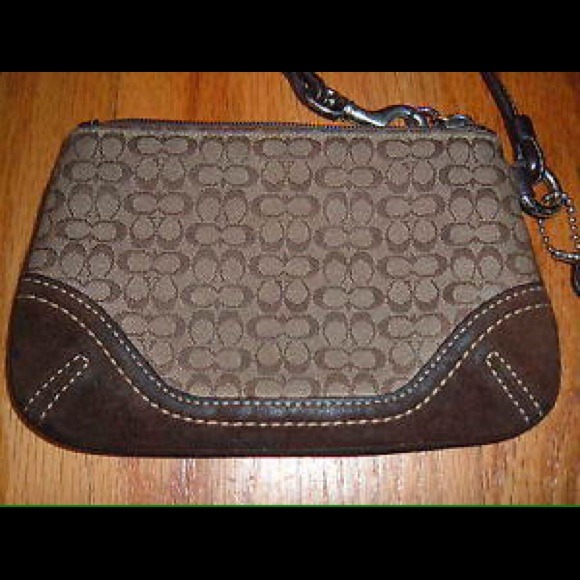 Authentic Canvas and Suede Coach Wristlet
