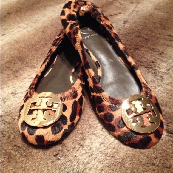 Tory Burch Reva Haircalf Leather Flats