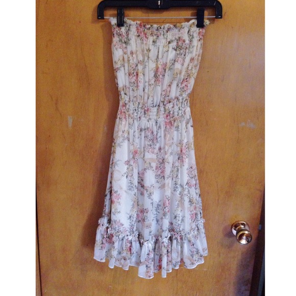 Delia's Strapless Floral Cream Dress Size Medium
