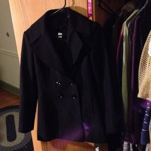 Fitted Black Pea Coat