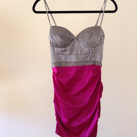 Pink and Stripped Evening Party Dress