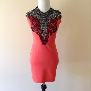 Lace Dress in a Coral Sleeveless