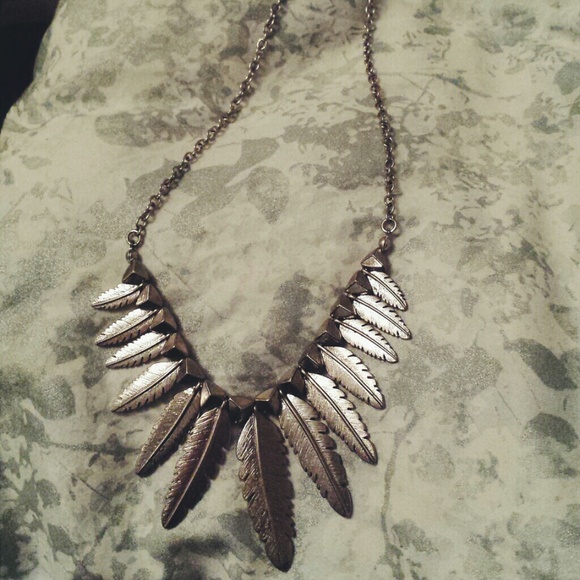 Silver feather necklace