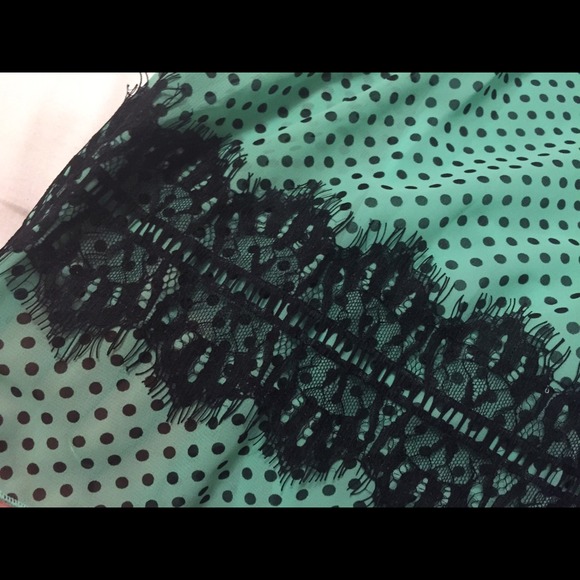 NWT! Black polka dotted turquoise dress. - Picture 3 of 4
