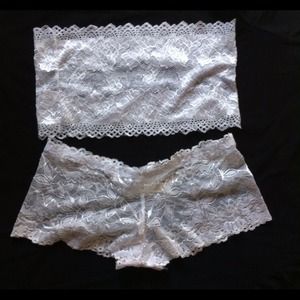 Lace Strapless Bra Cami Tube Top with Panty