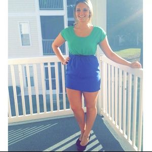 Blue and green dress