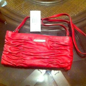 Red leather Michael Kors cross body purse