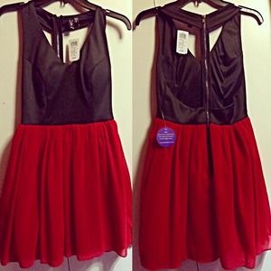 Black & Red Cut Out Back Dress
