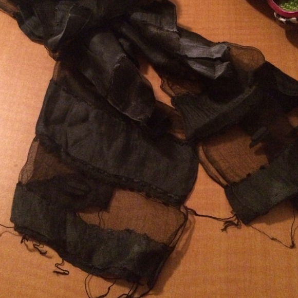 Black sheer silk scarf - Picture 3 of 3