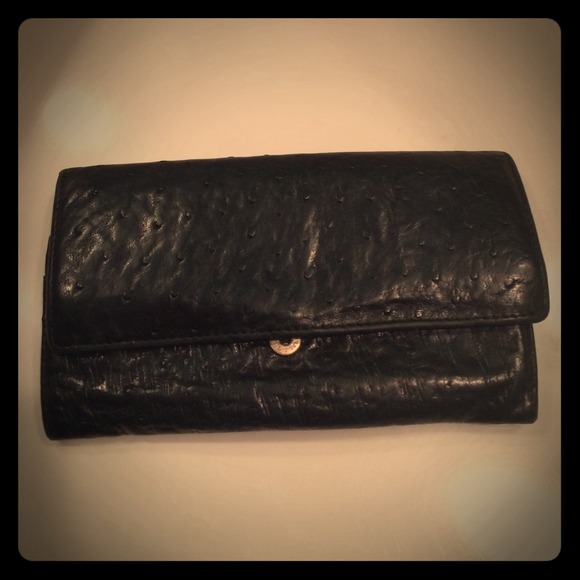 Ostrich leather purse