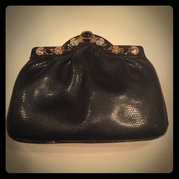 Black and diamanté clutch