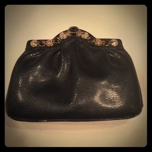 Black and diamanté clutch