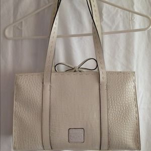 Liz Claiborne white faux crocodile handbag