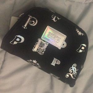 Black PINK Victorias Secret makeup bag w/ pink dog