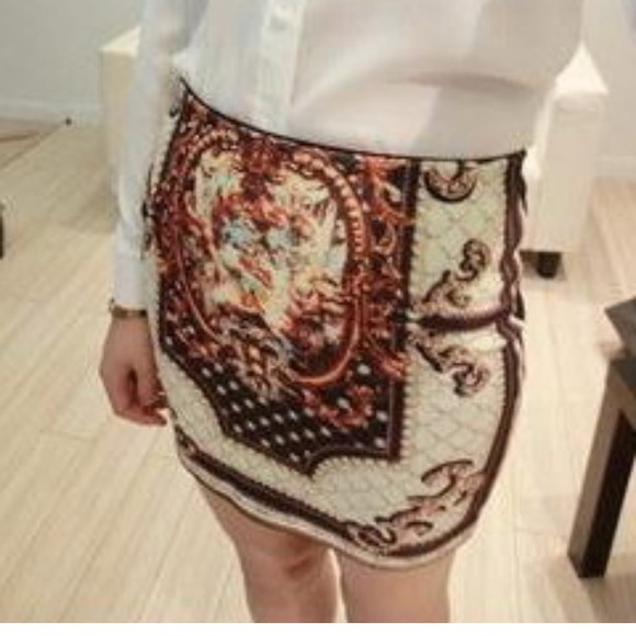 Vintage  print mini Bodycon Skirt