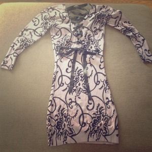 Purple and black sweater dress