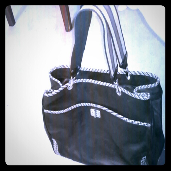 Lauren by ralph lauren black and houndstooth bag - Picture 1 of 3