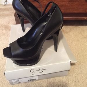 Black open toe heel