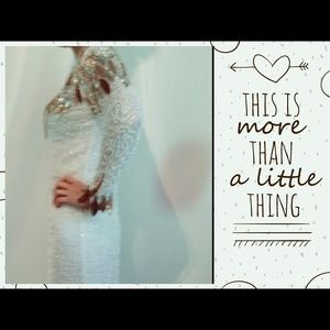 Vintage White Silk and Sequin Beaded Gown Size12