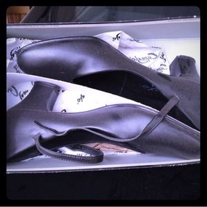 Black heeled dancing shoes