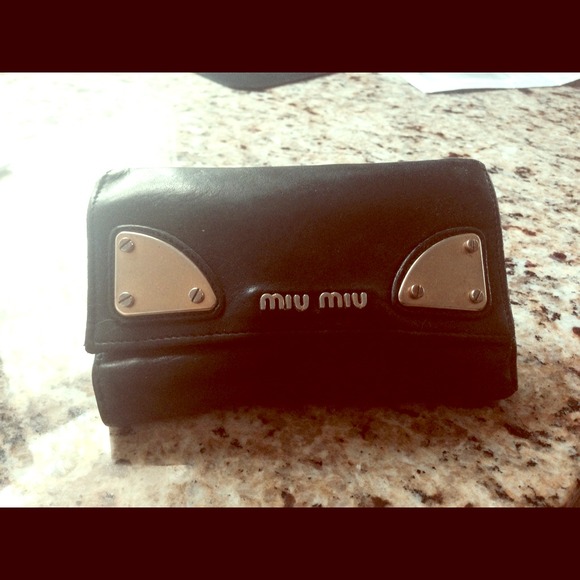 Black leather Miu miu wallet with gold hardware
