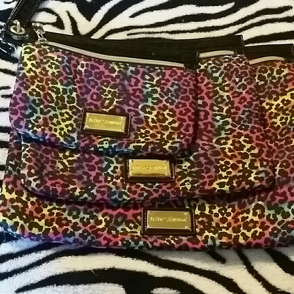 Betsey Johnson wristlet multi color leopard print