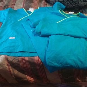 Mediterranean Blue and Lime Green Scrubs