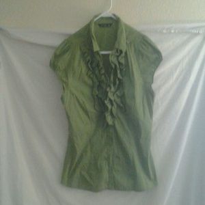 Olive Green Ruffle shirt