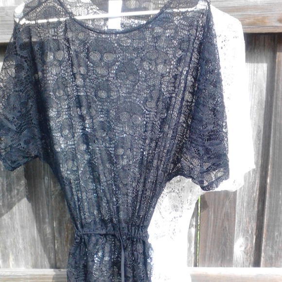 Black/white skulls lace knit swim cover new unif