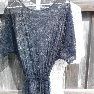 Black/white skulls lace knit swim cover new unif